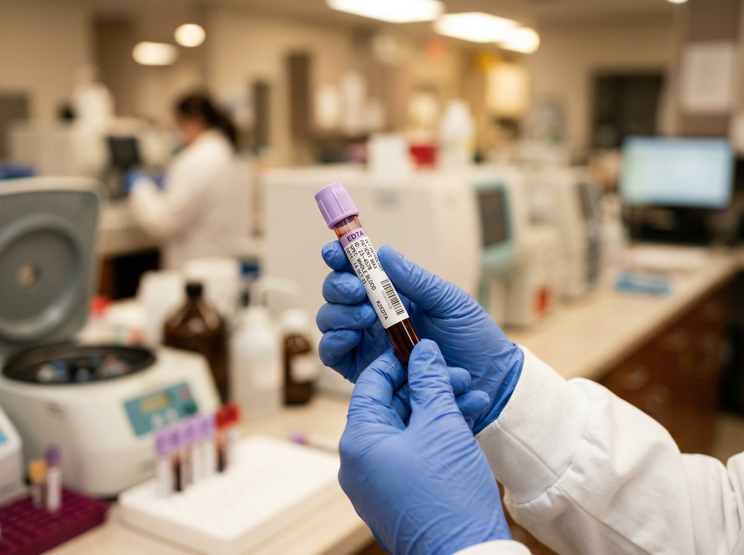 Veterinarian reviewing blood evaluation results for a puppy