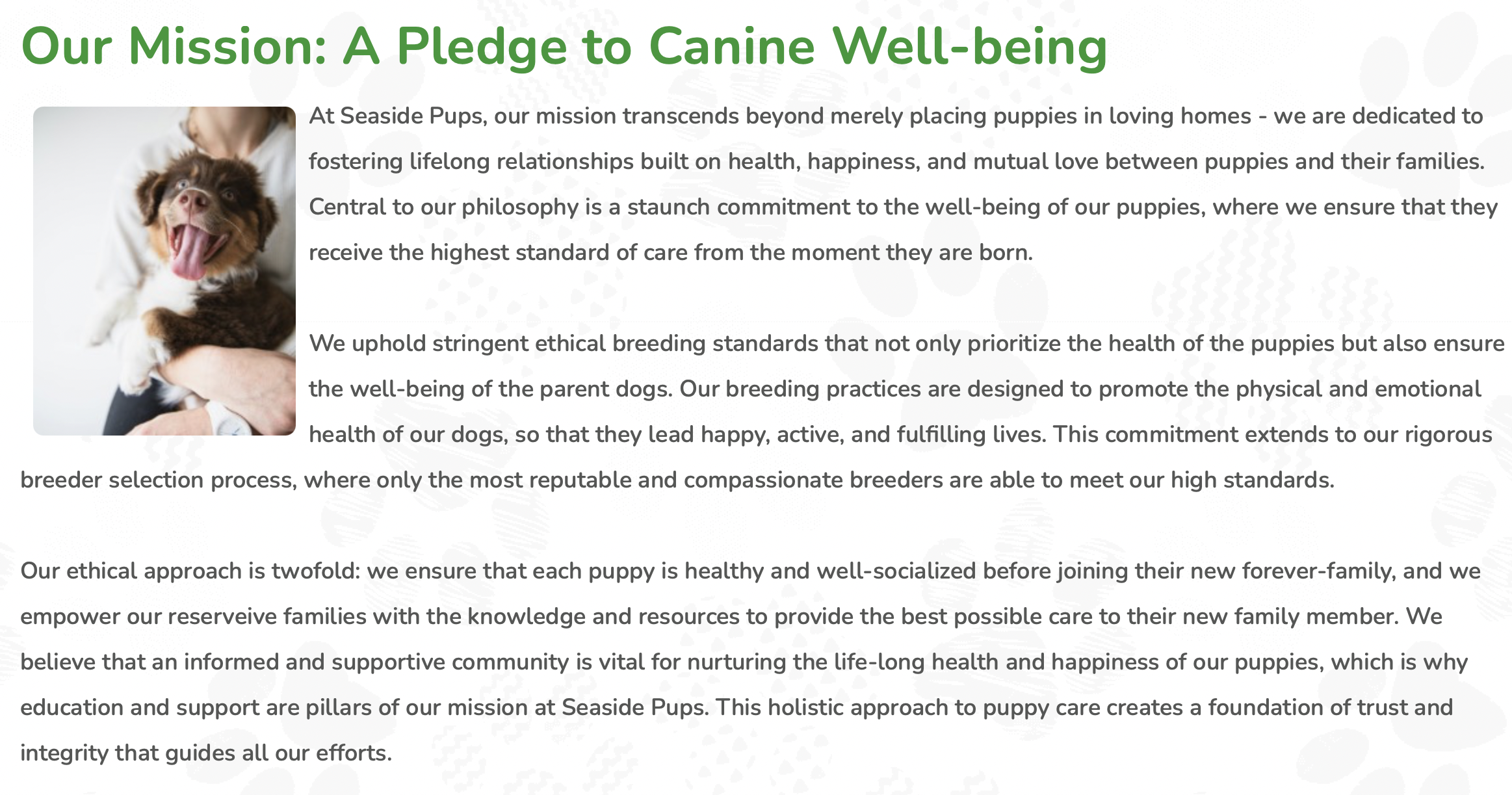seaside pups mission - is seaside pups a puppy mill