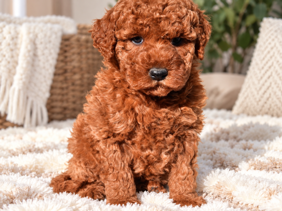 Mini Goldendoodle Pup Being Cute