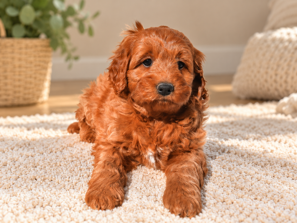 Mini Goldendoodle Pup Being Cute