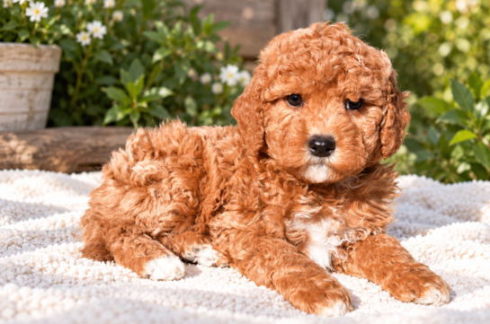 Mini Goldendoodle Pup Being Cute