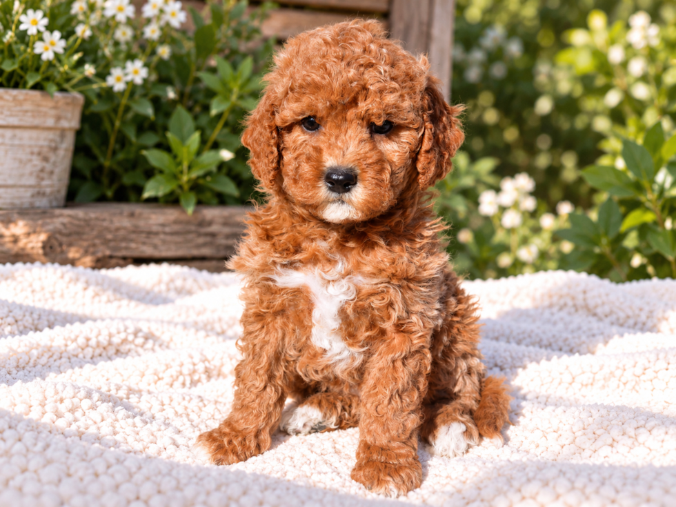 Mini Goldendoodle Pup Being Cute